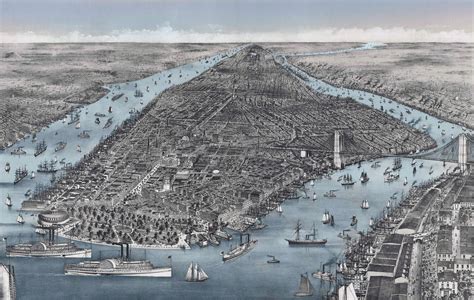 Large detailed old panoramic map of Manhattan, New York city - 1886 | New York | New York state ...
