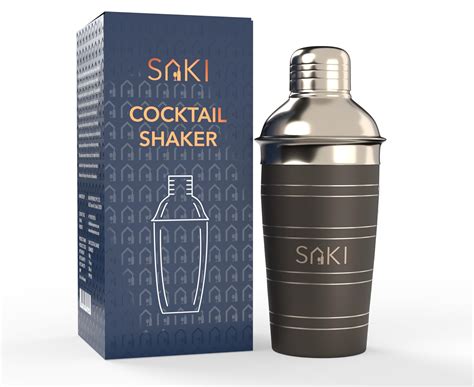 Buy SAKI Stainless Steel Ring Design Cocktail Shaker with Strainer Gun ...