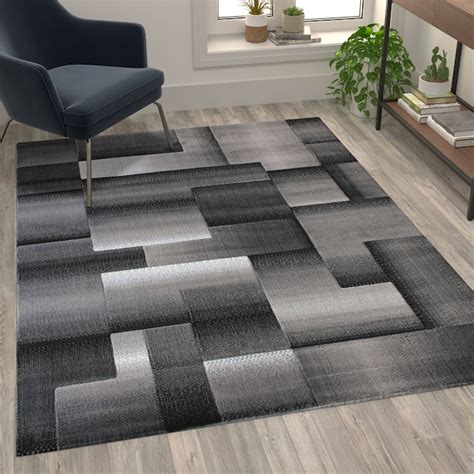 Flash Furniture Elio 5 X 7 (ft) Grey Indoor Geometric Area Rug at Lowes.com