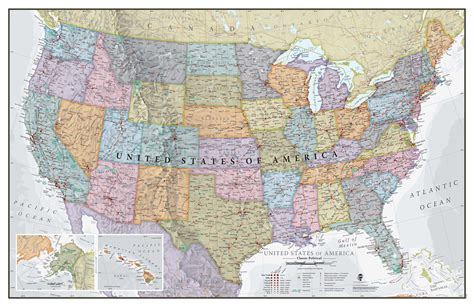 Large Classic USA Wall Map (Paper) - Worksheets Library