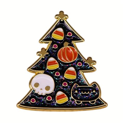 Christmas Tree Glittering Pin Pumpkin Candy Ghost Cat Brooch Halloween ...