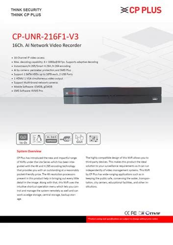 Network Video Recorder - CP-UNR-216F1-V3 16Ch. AI Network Video ...