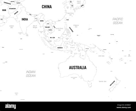Australia and Southeast Asia map. High detailed political map of ...