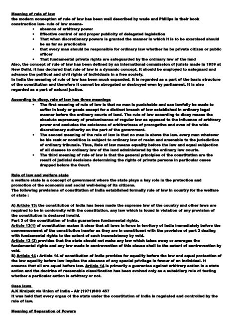 Administrative LAW II - study - Meaning of rule of law the modern ...