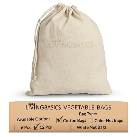 LivingBasics 100% Cotton Set of 12 Fridge Bag | Eco-Friendly Natural ...