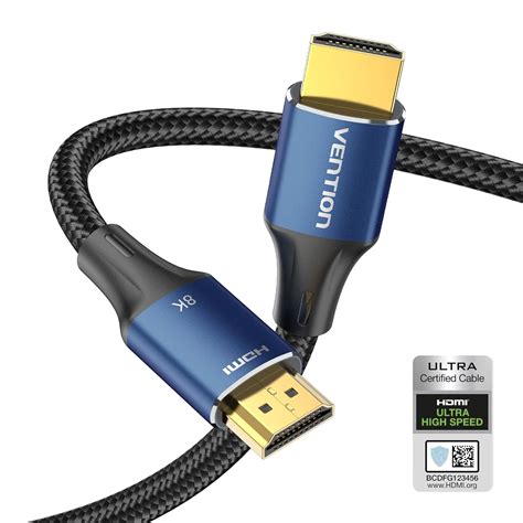 8K HDMI Cable 2.1 6.6FT/2M 48Gbps, VENTION Ultra High Speed Braided ...