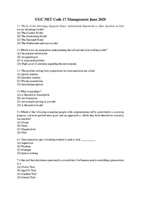 Management June 2020 2 - UGC Net Paper - UGC NET Code 17 Management ...