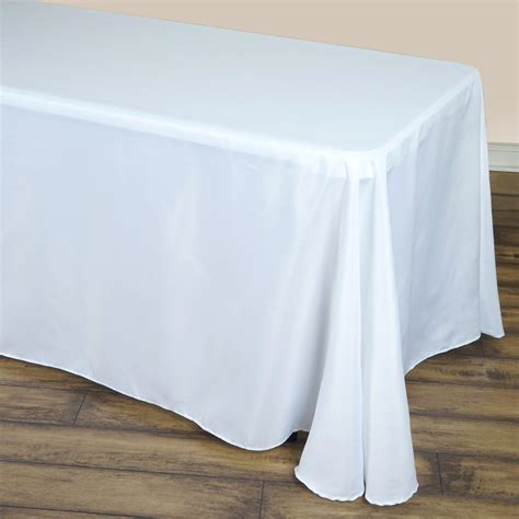 Buy 90"x132" White Polyester Round Corner Rectangular Tablecloth - Case ...