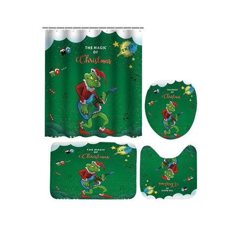 Grinch Decor Festive Christmas Bathroom Set With Holiday Character ...