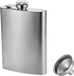 Hip Flask with Funnel for Men & Women Stainless Steel Liquor Pocket ...