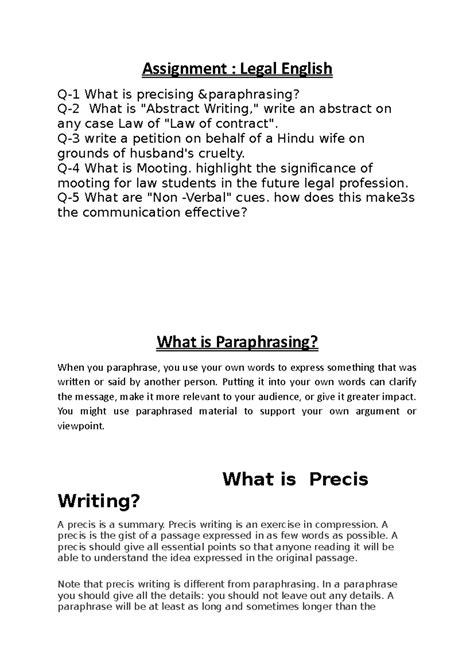 Legal English Assignment Submission: Tasks on Writing and Communication ...