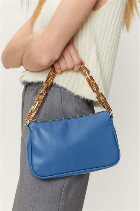 Chunky Chain Strap Faux Leather Shoulder Bag | boohoo