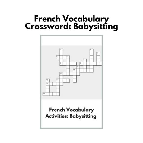 French Vocabulary Crossword: Babysitting – Real Life Language