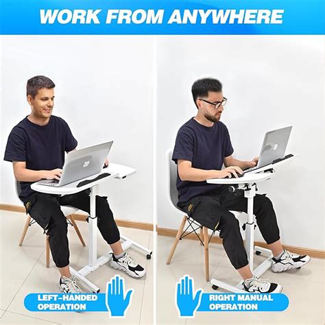 Ggerou Overbed Laptop Table Height Adjustable With Wheels Overbed Table ...