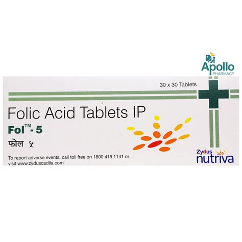 Fol-5 Tablet 30's Price, Uses, Side Effects, Composition - Apollo Pharmacy