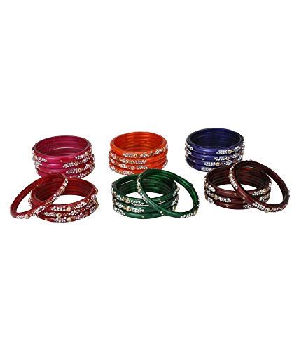 Buy Somil Designer Bridle Chuda Glass Bangles/Kungan/Kada Set For ...