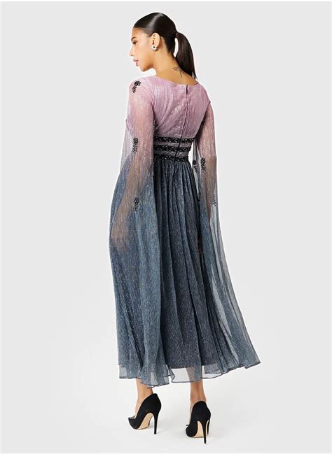 Threadz by Ajooni Pleated Ombre Dress for Women | Best Price KSA