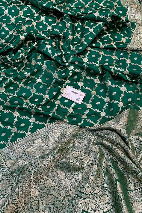Sea Green Qaidi Buti Katan Silk Banarasi Saree – Mohsin Textiles