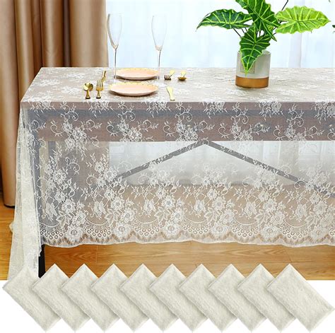 Amazon.com: Reginary Ivory Lace Tablecloths - 10 Pack, 59 x 118 Inches ...