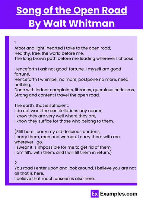 Song of the Open Road by Walt Whitman to Download
