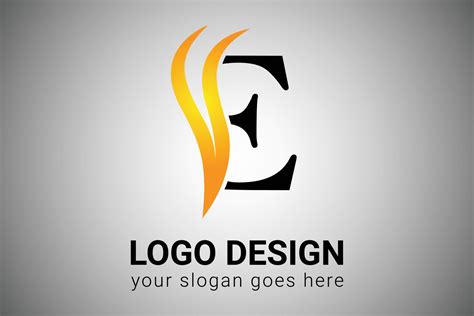 Letter E logo design with yellow and orange elegant minimalist wing ...