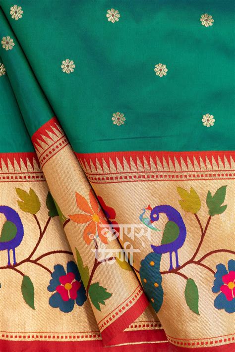 Designer Peacock Parrot Floral Border Saree – kapse Paithani