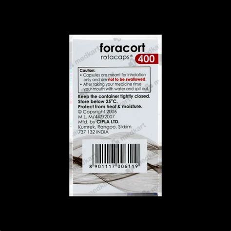 FORACORT 400MCG ROTACAP 30'S Price, Uses, Side Effects & Substitutes ...