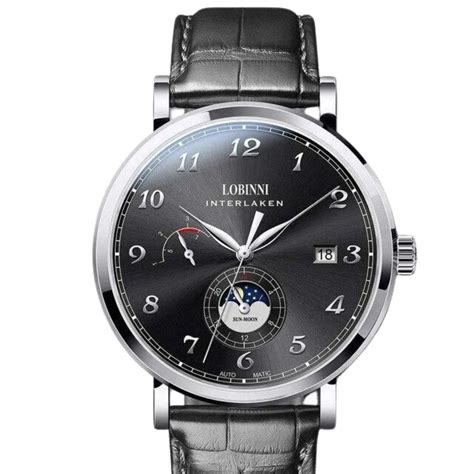 LOBINNI Stainless Steel Automatic Men Wristwatch Moon Phase Date Men M ...