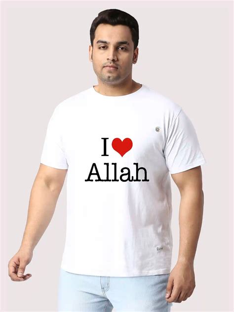 Buy Men Plus Size I Love Allah Printed Round Neck T-Shirt | Guniaa