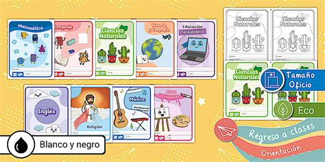 Regreso a clases: portadas de asignaturas para colorear