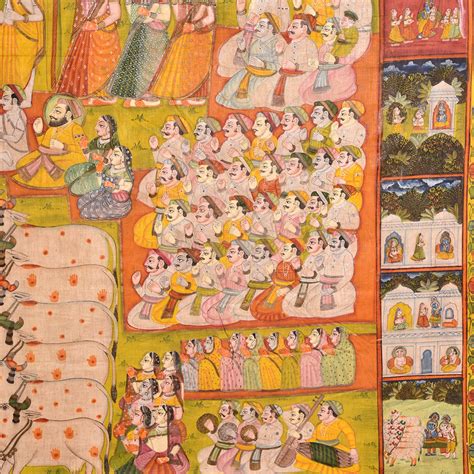 Hand Painted Lord Krishna Cloth Painting for Decoration