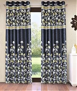 Buy Home Sizzler 2 Piece Flower Border Panel Eyelet Polyester Door ...