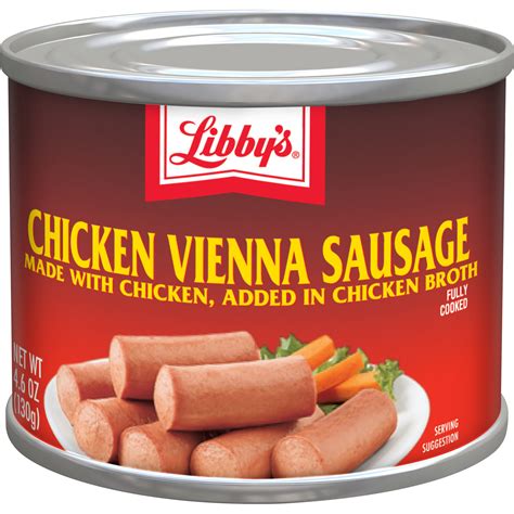 Libby's Chicken Vienna Sausage in Chicken Broth, Canned Sausage, 4.6 Oz ...
