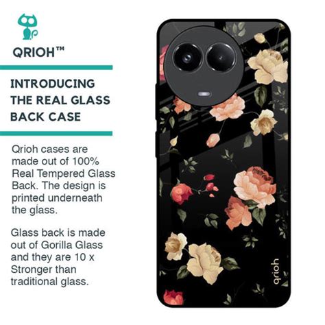 Black Spring Floral Realme 11 5G Glass Back Cover - Flat 35% Off On ...