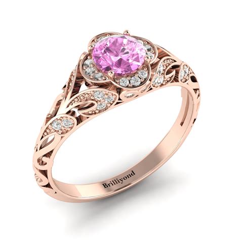 Rose Gold Pink Sapphire Corona Country Road Engagement Ring