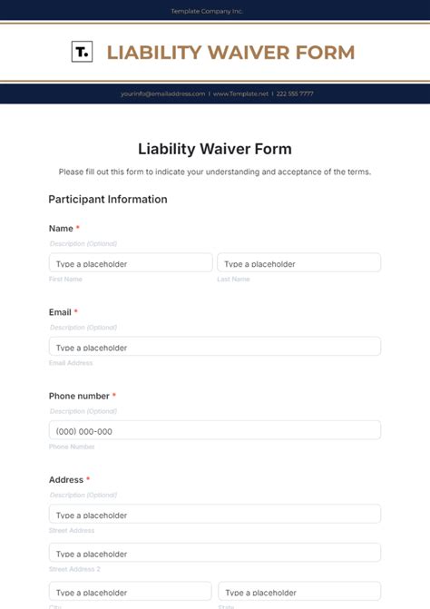 Liability Form Template 的图像结果