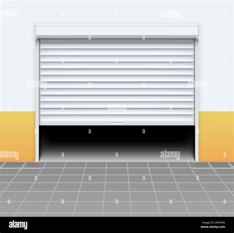 Warehouse or garage roller shutter door. Factory roller door entrance ...