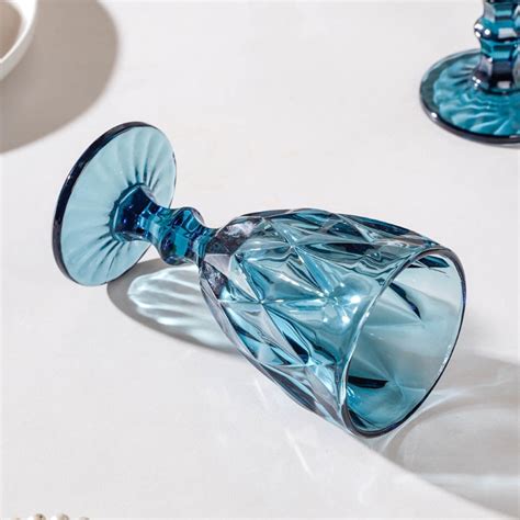 Crystal Red Wine Glass Blue Set Of 6 300 ml Online - Premium Wine Glass ...