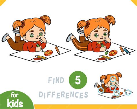 Trouver le jeu des différences pour les enfants Petite fille dessinant ...