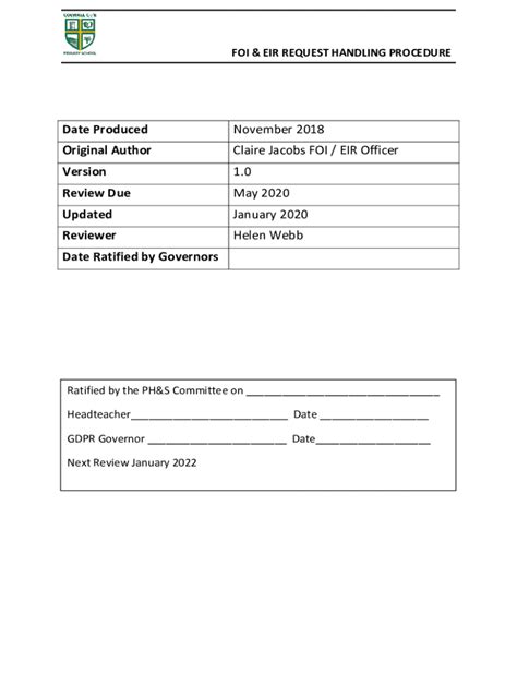 Fillable Online Foi & Eir Request Handling Procedure 2018 ...