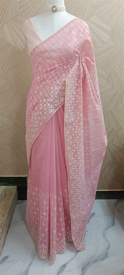 Kota Saree with White Embroidery – House of Rosa