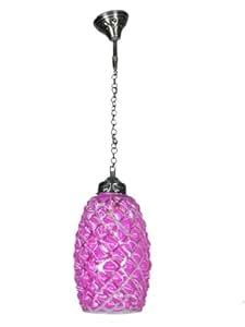 Buy Somil Pendant Ceiling Light, Hanging Lamp with Pink and White Glass ...