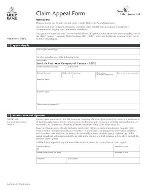 Fillable Online Claim Appeal Form - UHIP.ca Fax Email Print - pdfFiller