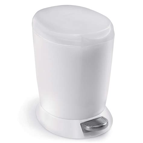 simplehuman Mini Round Step Trash Can, White Plastic, 6L / 1.6 Gal ...