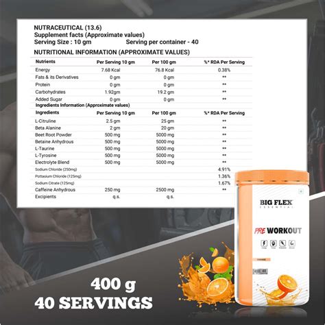 Buy BIGFLEX ESSENTIAL PRE - WORKOUT (ORANGE) (400GM) - JAR Online & Get ...