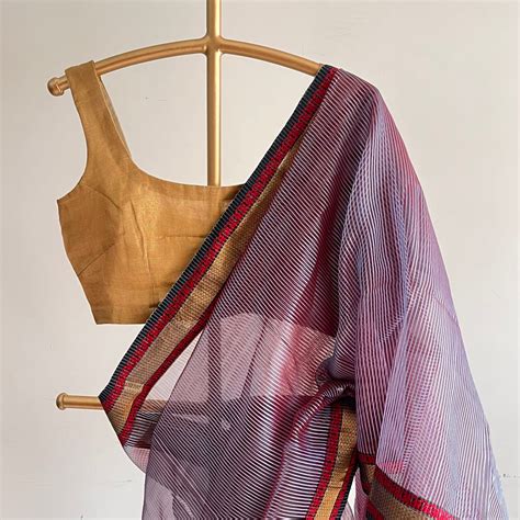 'MIRNALINI' Handwoven Silk by Silk-Cotton Maheshwari Saree – Bunavat