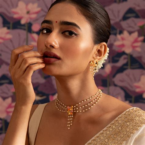 Buy Jalaja Three Layer Floral Chain Necklace From Tarinika - Tarinika India