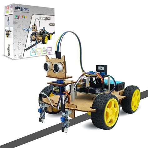 Buy PotliBABA DIY 4WD 2-in-1, Obstacle avoiding Line Follower Robotics ...