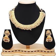 Sukkhi Astonish Gold Plated Choker Necklace Set for Women : Amazon.in ...