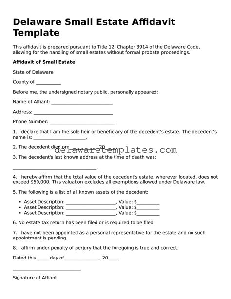 Free Delaware Small Estate Affidavit Template Delaware Templates